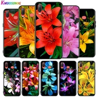 lily flower color for samsung galaxy a9 a8 star a750 a7 a6 a5 a3 plus 2018 2017 2016 silicone black phone case soft cover