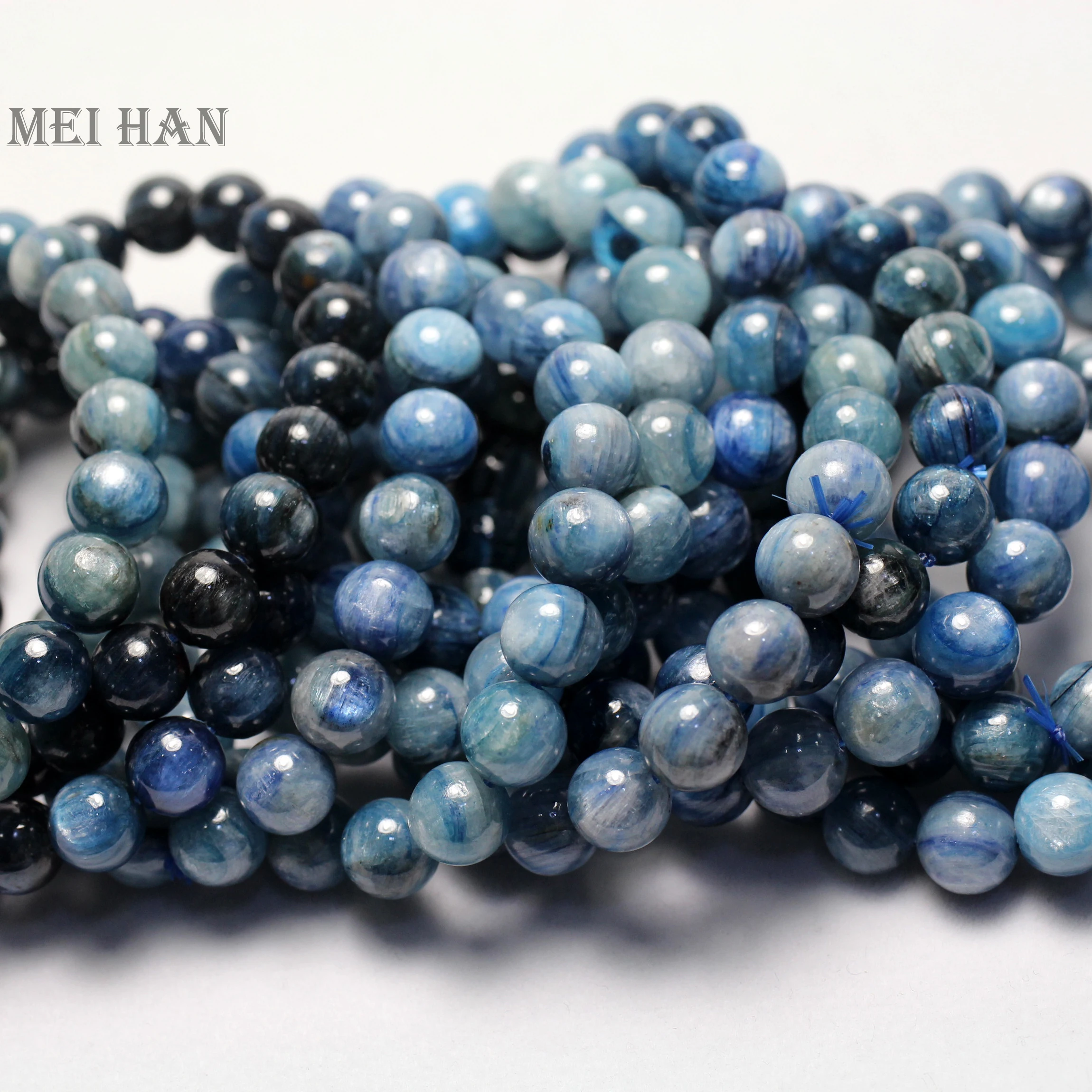 Meihan натуральный (2 браслета/набор) бразильский Голубой Кианит 9 5 10 мм Гладкий