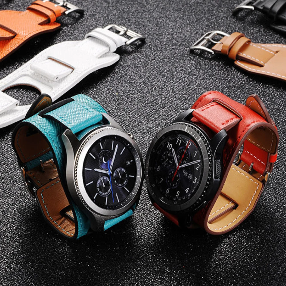 Браслет-манжета из натуральной кожи для Samsung Gear S3 22 мм | Наручные часы