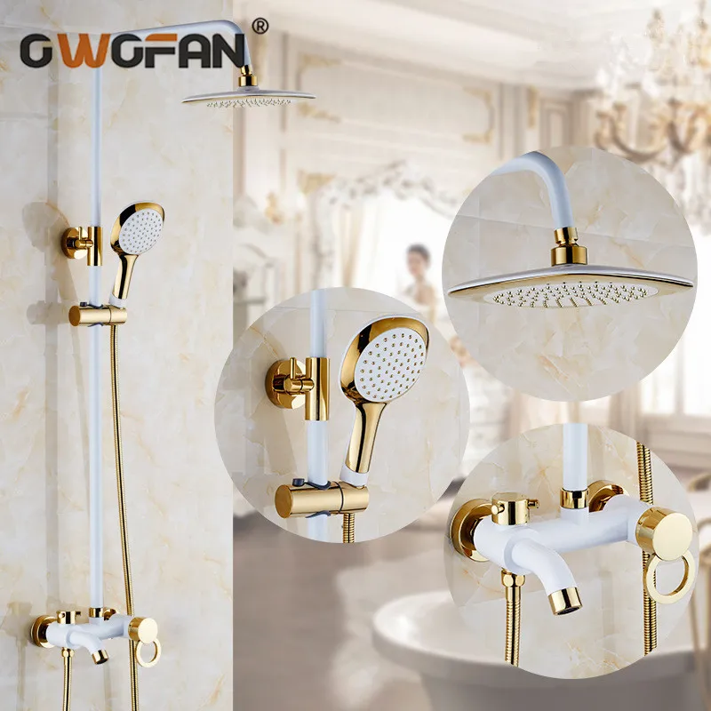 

Смесители для душа настенный водопроводный кран комплекты роскошной душевой системы белый Дождь Ванная комната сантехническая деталь для ...