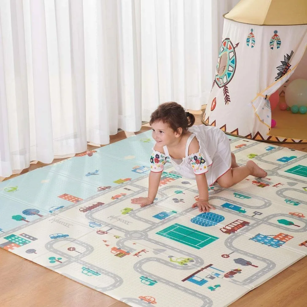 

Детский игровой коврик, мягкий пенный ковер, 2-сторонний детский коврик для ползания, водонепроницаемый ковер для пикника, Великобритания