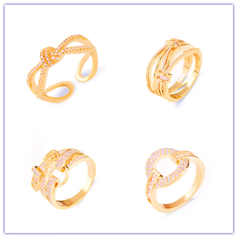 Роскошные розовые золотые серебряные кольца для женщин Круглый фианит с