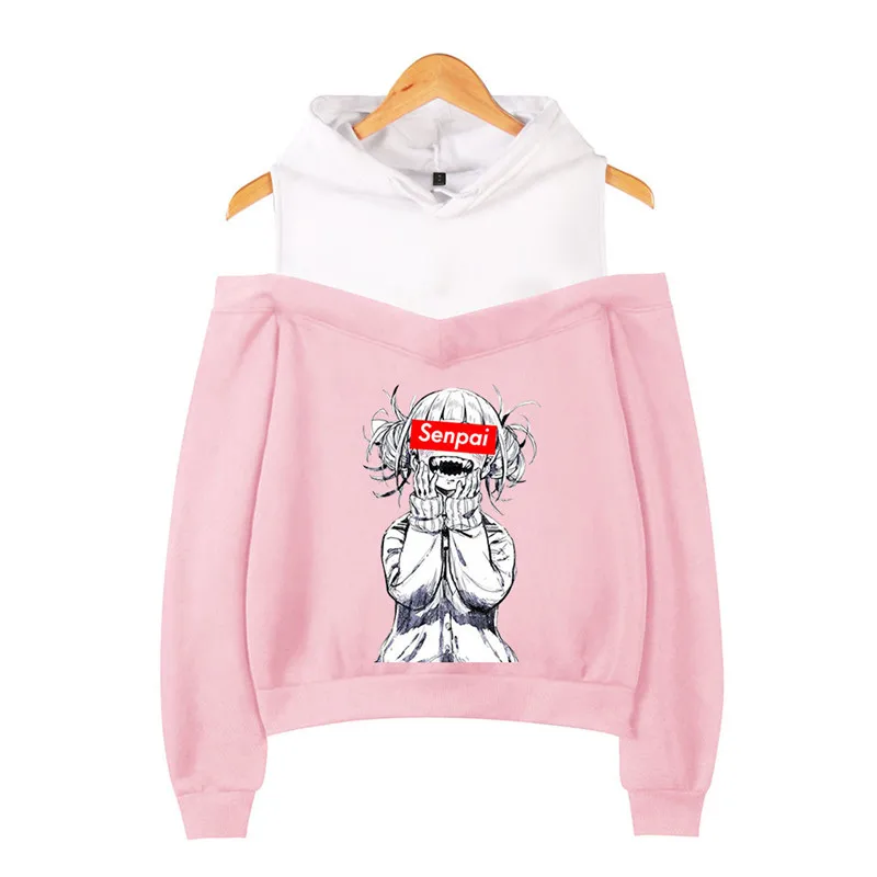 

Hot Sale Japan Anime Senpai Off Shoulder Hoodies Women Long Sleeve Hooded Sweatshirt autumn Casual Streetwear Clothes