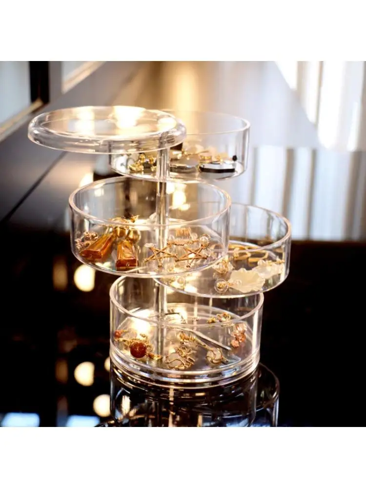 

Прозрачная многослойная коробка для хранения ювелирных изделий с поворотом на 360 градусов в подарок для девочки