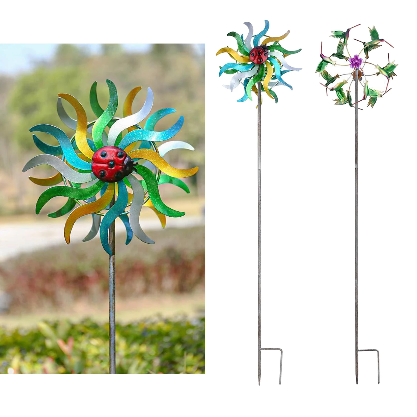 

Artistic Metal Windmill Stake Outdoor Yard Lawn Art Decor Wind Spinner Ornaments 40cm