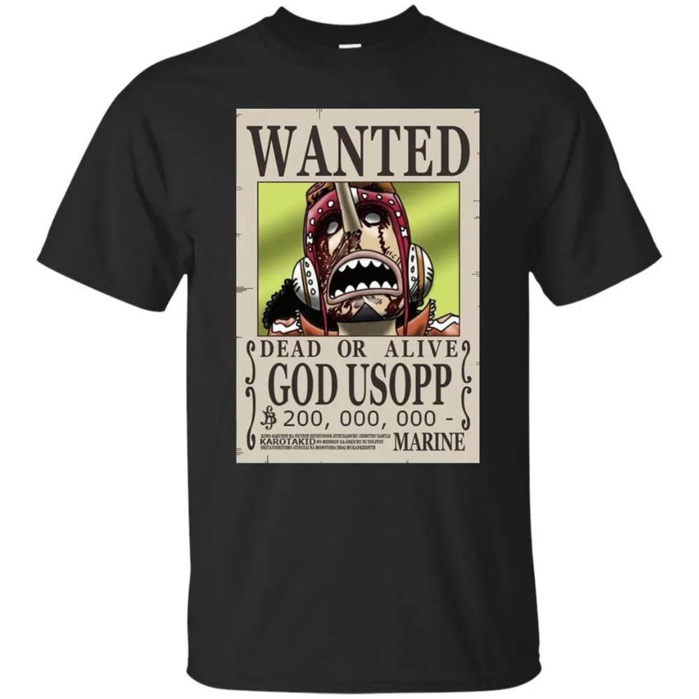 One piece Аниме God Usopp'S Wanted плакат Футболка рукав черный темно-синий лето 2019 100%