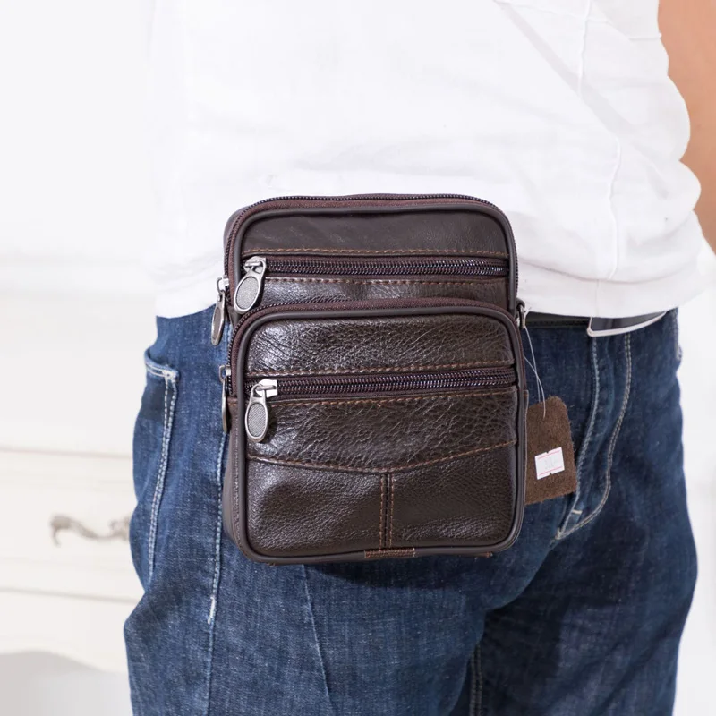 Для мужчин сумка через плечо на молнии Винтаж Портфели прочный мобильный телефон