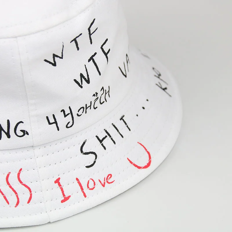 

New Hip Hop Hat Men's and Women's Fisherman's Hat Letter Graffiti Personality Basin Hat Lovers Travel Sun Hat