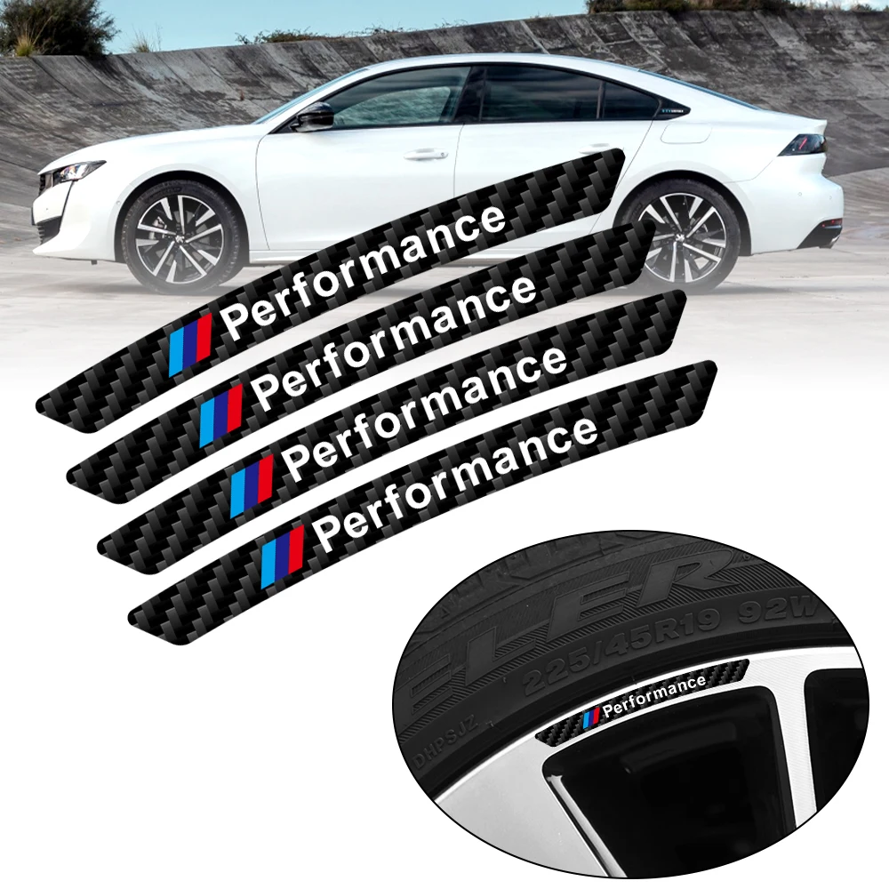 

Car Styling 4Pcs M Performance Badge Wheel Hub Rims Carbon Fiber Sticker For BMW X1 X3 X5 X6 1 2 5 7 E30 E36 E46 E60 E90 F10 F30