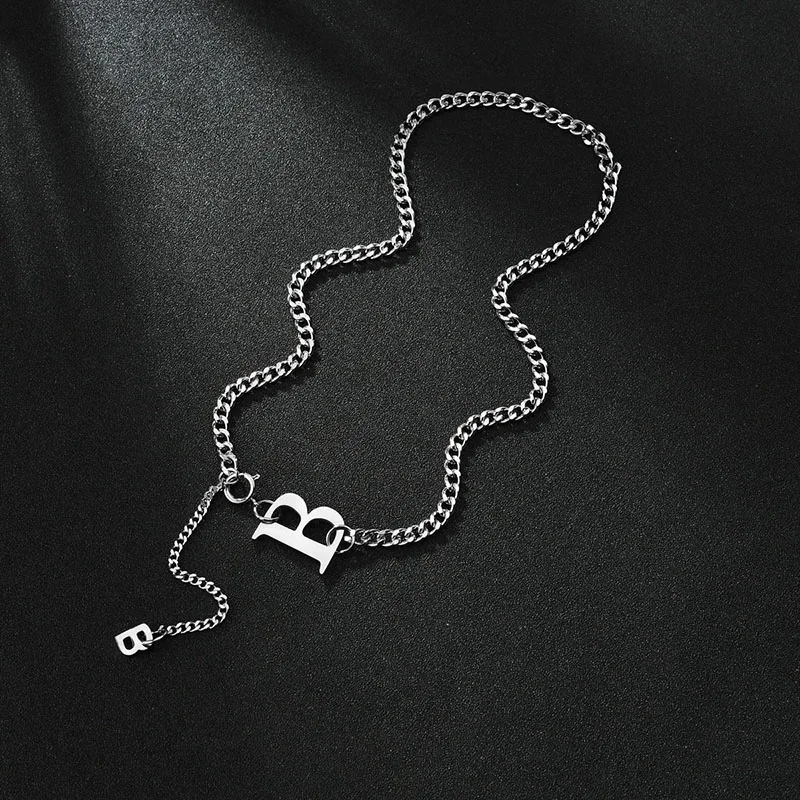 

Korean Style Initial Necklace Pendant Fashion Goth Letter Pendant Necklace Chain Women Men Choker Stainless Steel Jewelry New