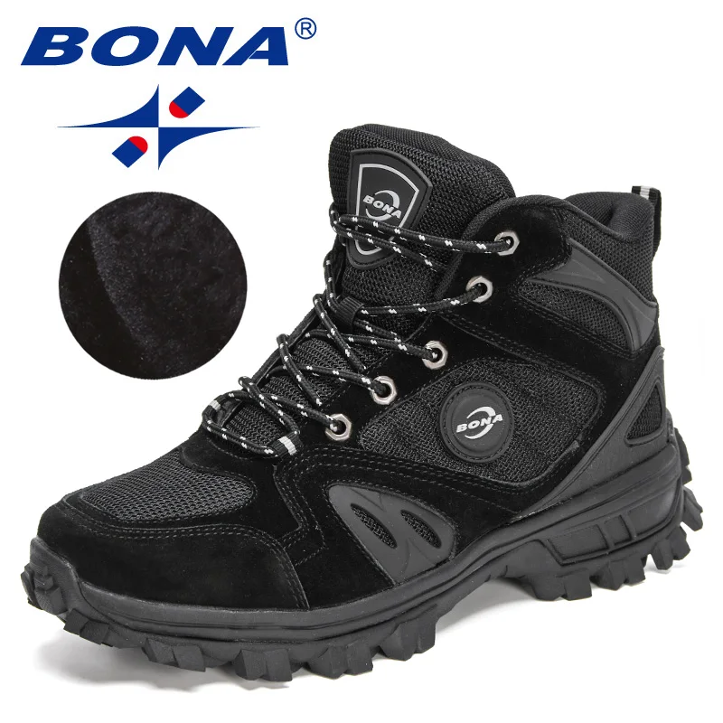 BONA 2022 New Designers Classic Pro-Mountain Ankle Hiking Boots For Men Outdoor Sports Trekking Shoes Man Plush Warm Snow Boots