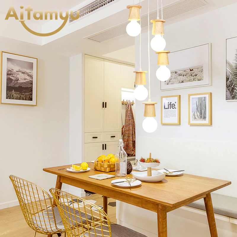 Современные светодиодные подвесные светильники для столовой деревянный