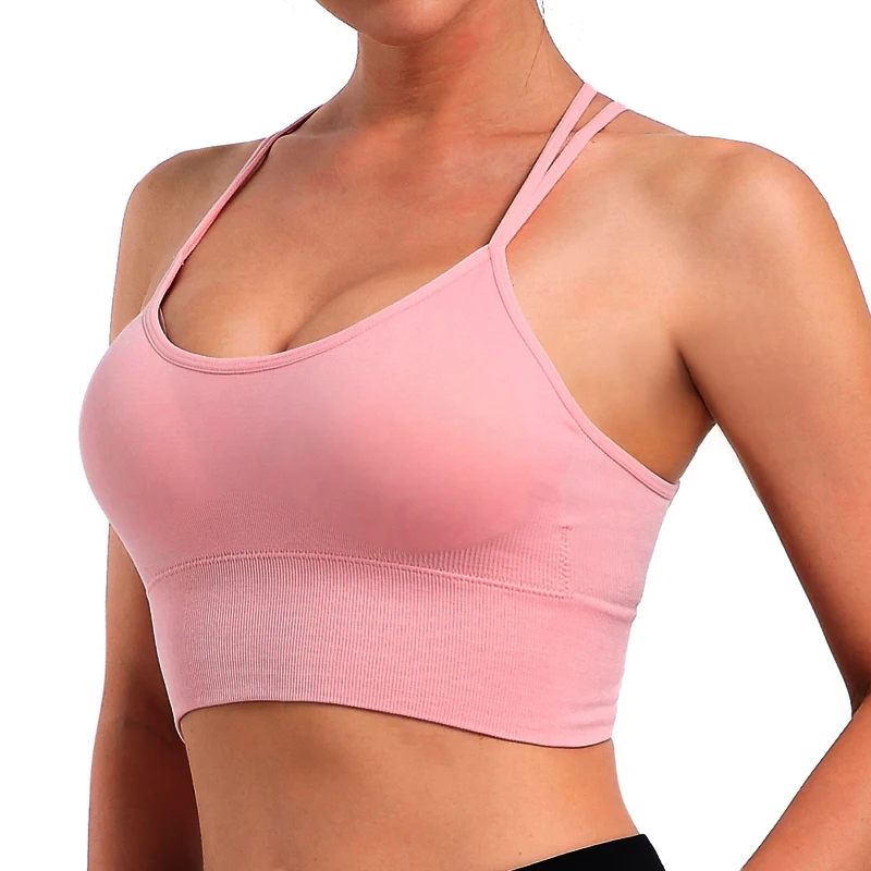 

LAZAWG Seamless Sport Bras Women Yoga Paded Push Up Gym Crop Top Breathable Running Fitness Comfortable Underwear Elastic Straps