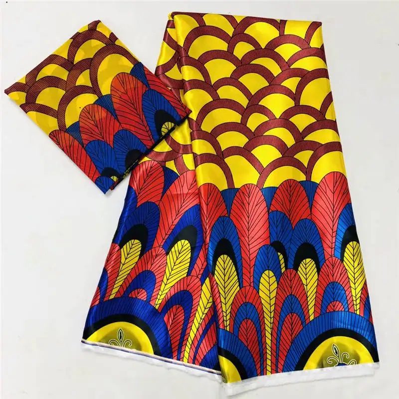 

Последняя мода 2020, африканская восковая узорная атласная шелковая ткань, 6 ярдов для платья, принт, восковая атласная ткань, швейный материа...