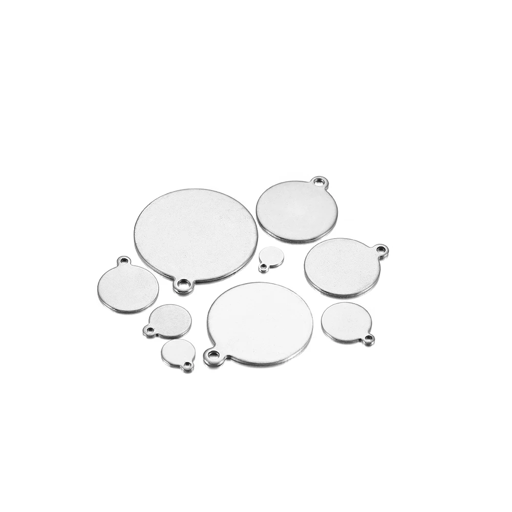 

10-50pcs Stainless Steel Charms Metal Round Blank Disc Charms Dog Tags Pendant Necklace For Jewelry Making Findings Accessories