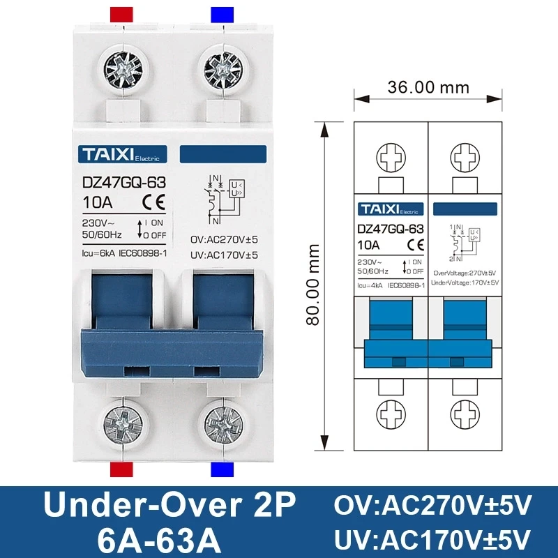 Бытовой автоматический выключатель Защита от перенапряжения и пониженного