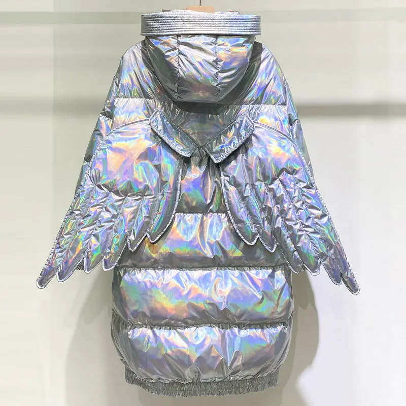 2020 Winter Women Down Coat Jacket Women's Mid-Length New Men And With The Same Style Couples Laser Shiny | Женская одежда