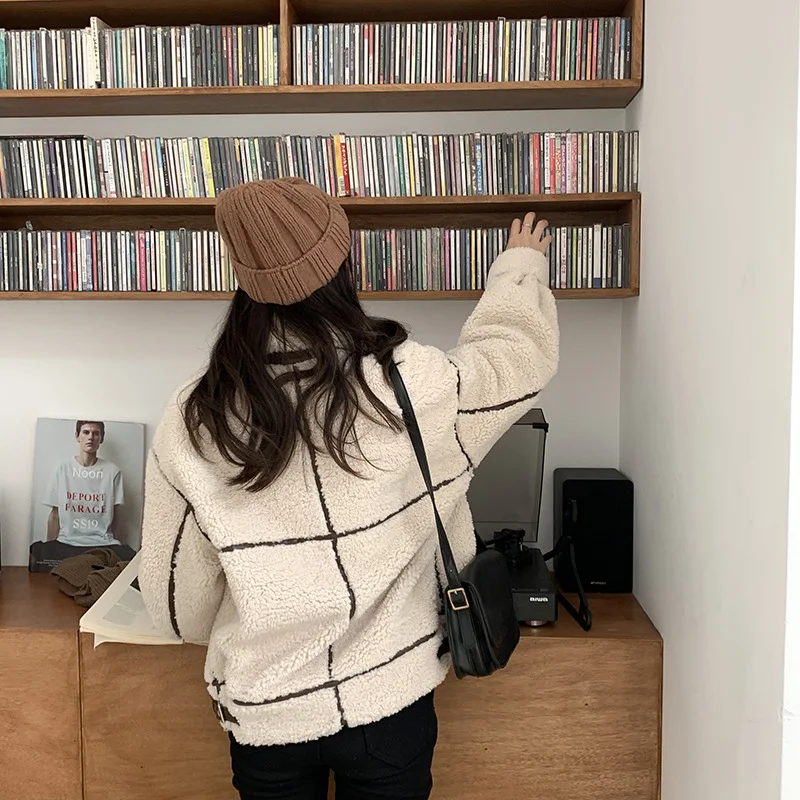 Женское лоскутное пальто из искусственной кожи и шерсти замши овечьей Корейская