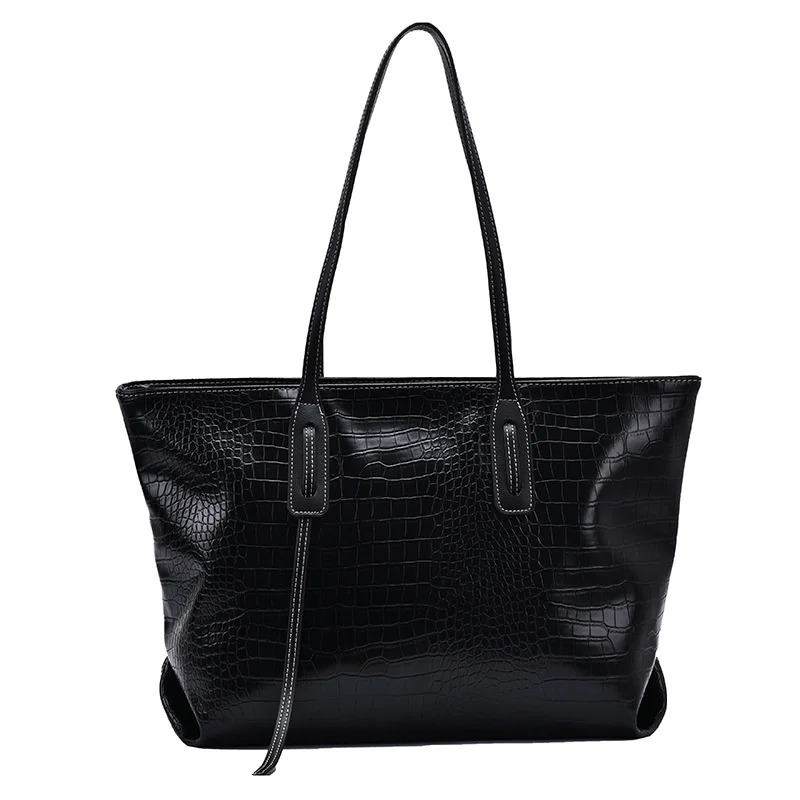 Shoulder Large Capacity Women's Fashion Korean Version Simple Commuting Shopping Bag Portable Pu Tote Handbag Bolsa Feminina