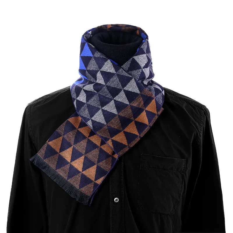 Plaid Blue Yellow Новейший зимний шарф в полоску, клетчатый дизайн, мужской шарф, повседневный кашемировый шарф, мягкий гладкий высококачественный теплый шарф для мужчин - Цвет: Plaid Blue Yellow