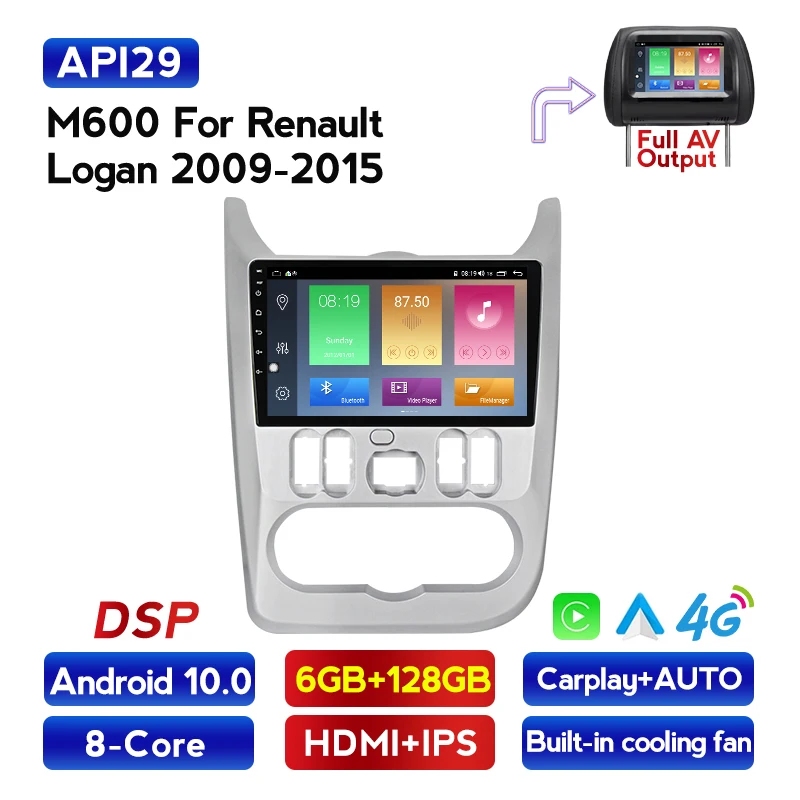 

Автомобильный DVD-плеер 6G + 128G IPS Android 10,0 для Renault Logan Sandero Lada Lergus Dacia Duster радио GPS 5G WiFi 4G LTE охлаждающий вентилятор