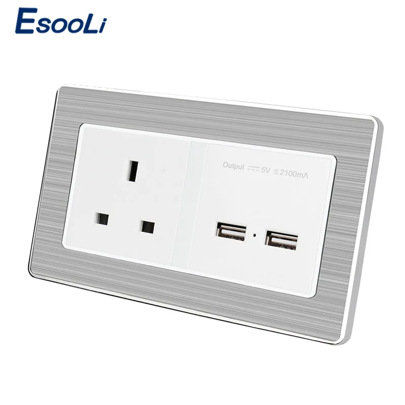 Esooli 146*86 мм UK Стандартный Мощность розетка с двумя USB зарядка Порты и разъёмы для