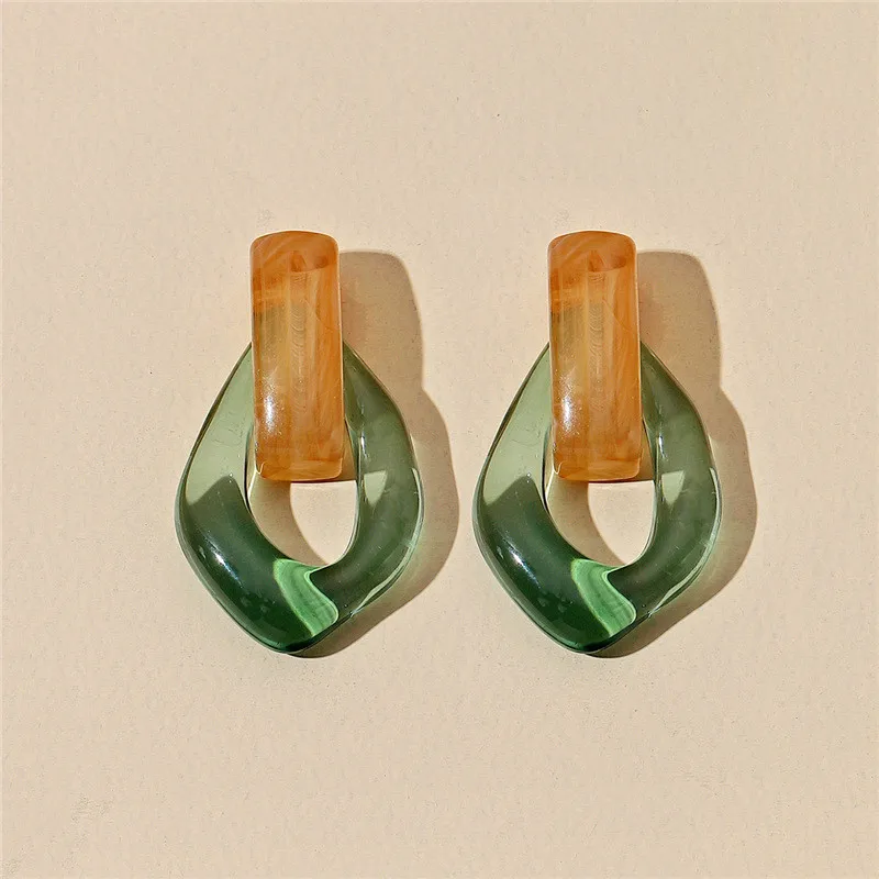 

2021 New Clear Resin Acrylic Drop Earring for Women Trendy Geometric Hollow Statement Drop Earrings Girls Jewelry Gift