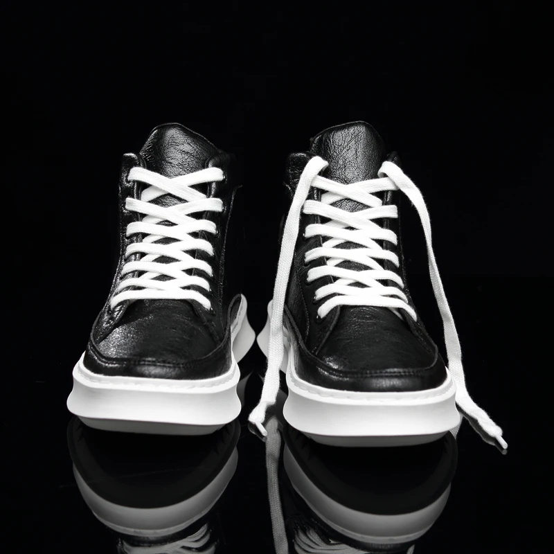 Harga Sepatu Kasual Pria Musim Gugur 2021 Sneakers Kulit Tinggi Pria Hitam Sepatu Pria Merek Mewah Sneakers Desainer Pria Kualitas Baik