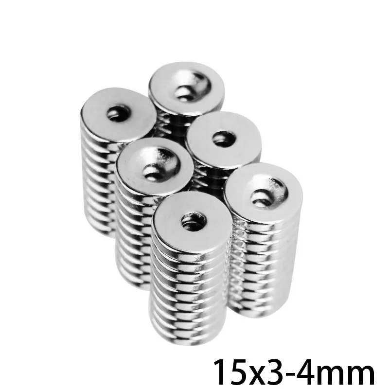 5 ~ 100 шт 15X3-4 мм Диаметр магнита 15X3 отверстие 4 маленькие круглые потайные магниты