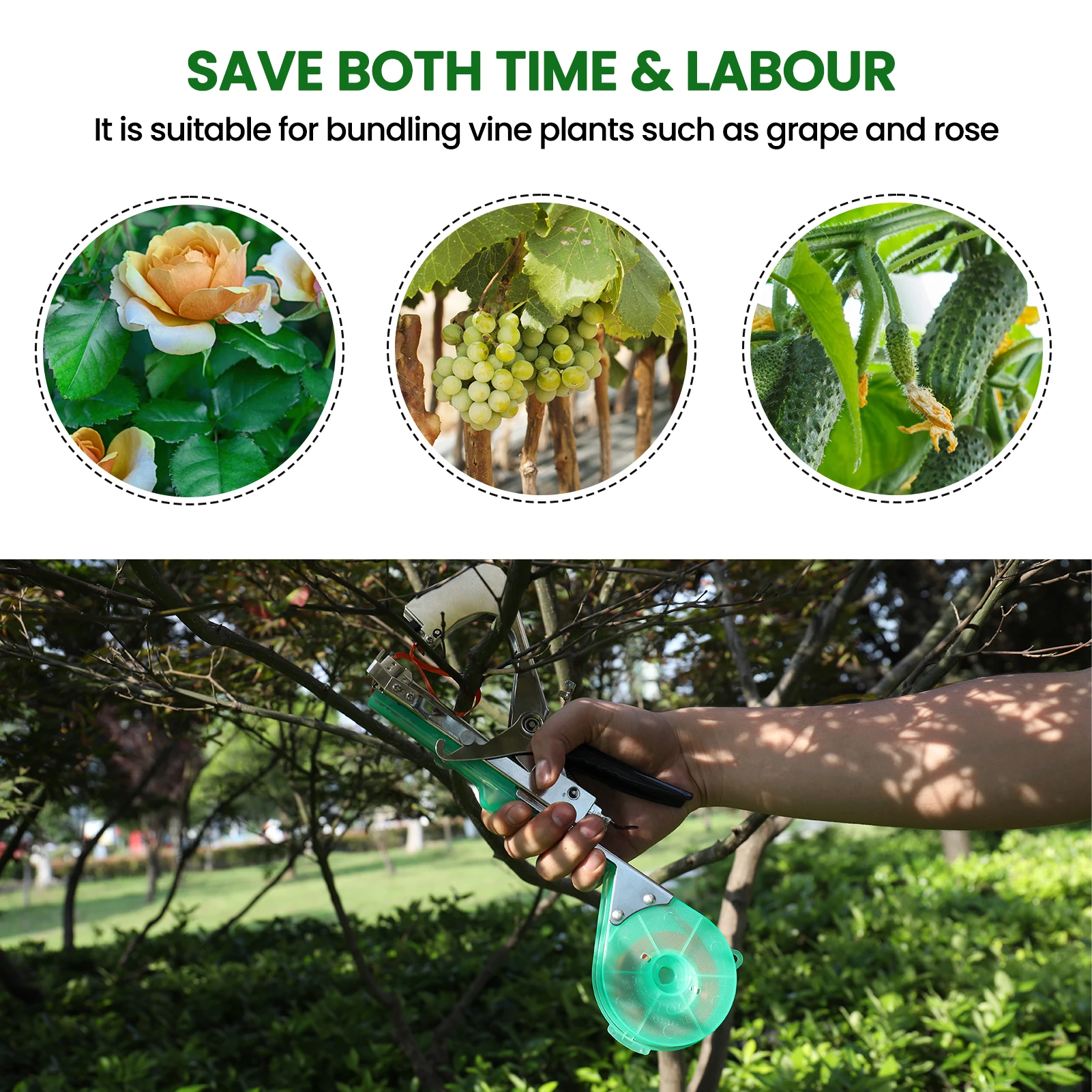 

Portable Garden Plant Branch Binding Machine Plants Branches Hand Tying Tool Garden Tool Minced Vegetable Tapetool Tapener Tapes