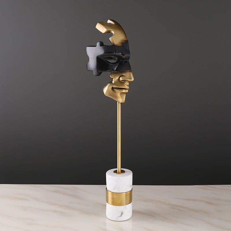 Золотая черная металлическая прошитая маска для лица статуя скульптура домашнее