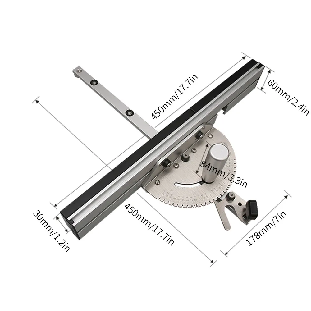 

450mm Miter Gauge With Track Stop Table Saw/Router Miter Gauge Sawing Assembly Ruler For Table Saw Router Woodworking Tools DIY