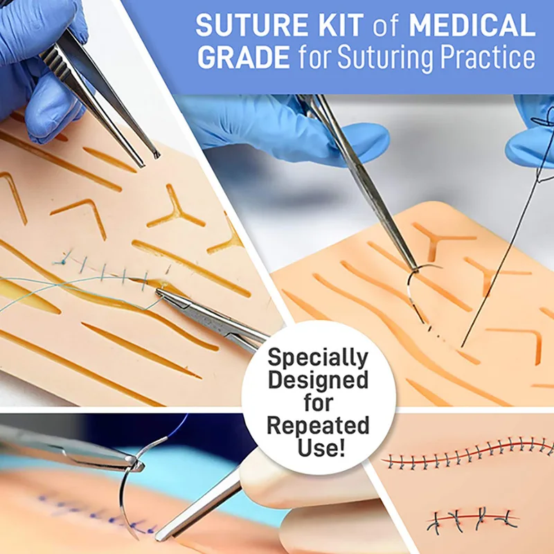

Medical student Skin Surgical Suture Training kit Full set medical instrument Scalpel Suture needle Needle clamp