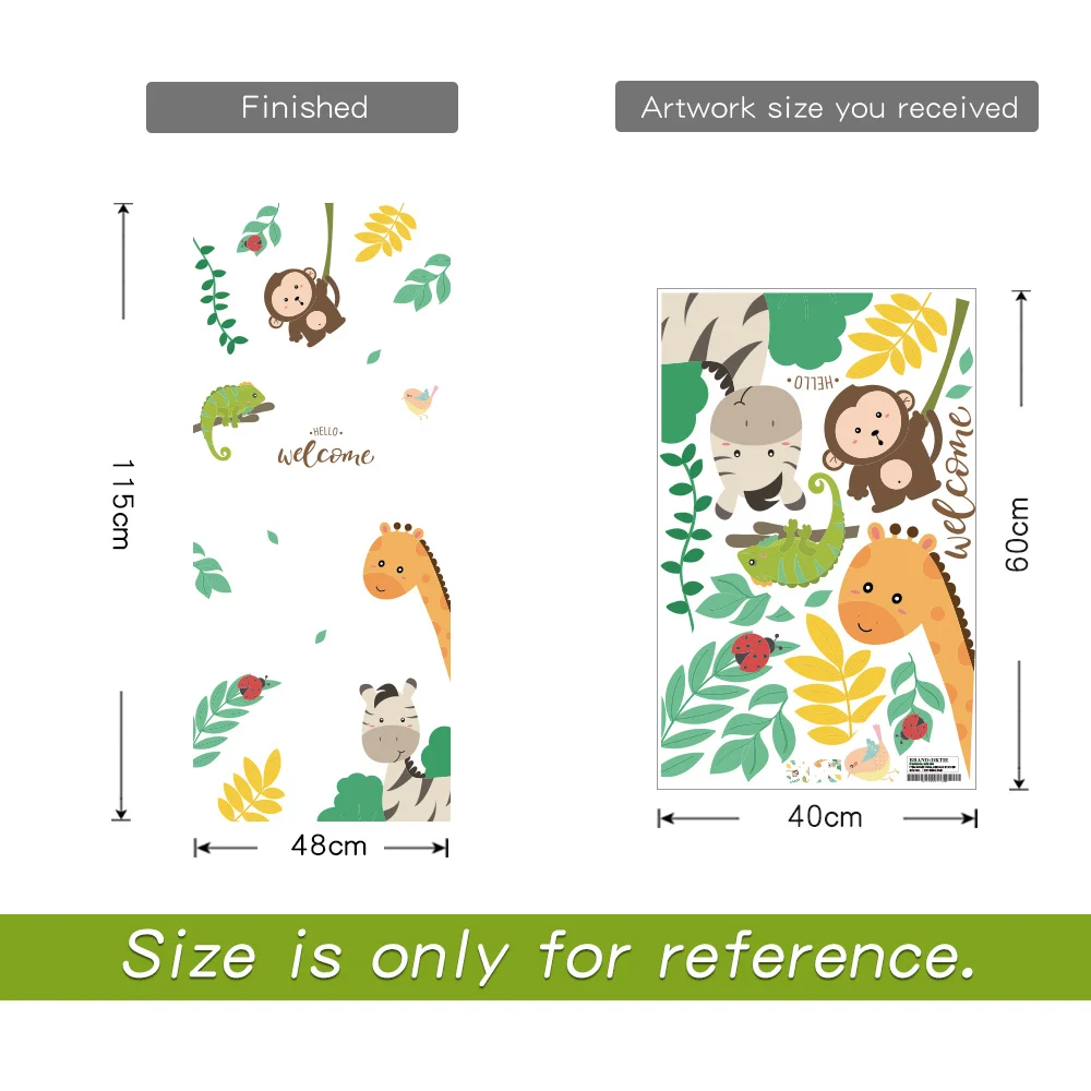 DICOR Cartoon Animal Wall Stickers for Kids Rooms QT1196 image 5