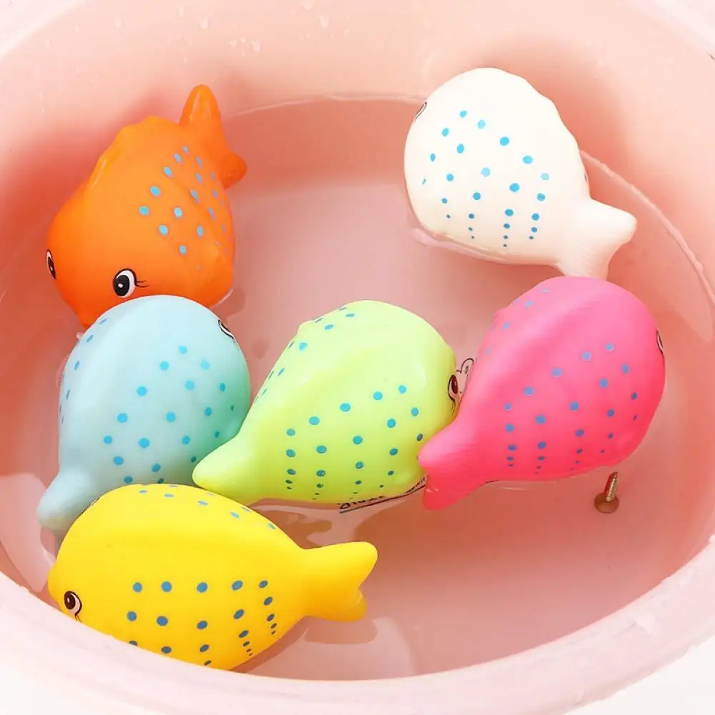 

6Pcs Cartoon Chubby Fish Squeeze Sound Bathroom Water Play Game Baby Shower Bath Toy Washing Swimming Toddler Toys Water Fun