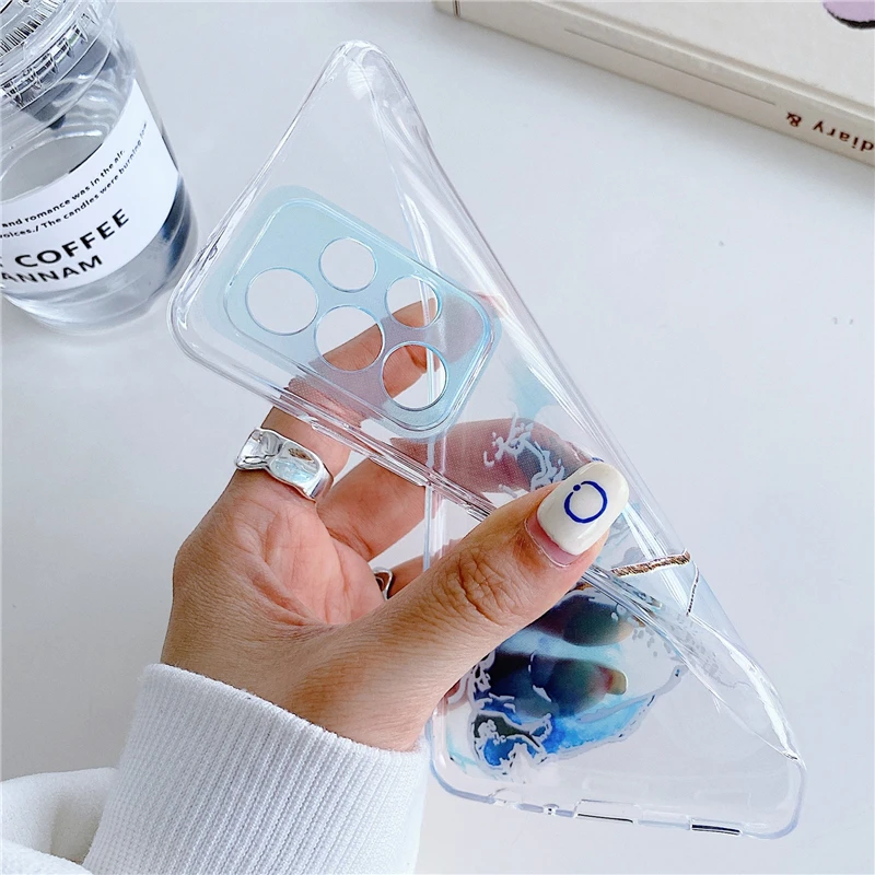 

Watercolor Pattern Marble Case For Samsung Galaxy S21 FE Plus Ultra A52 A32 A72 A82 A12 5G A02EU Ultra-thin Soft TPU Clear Cover
