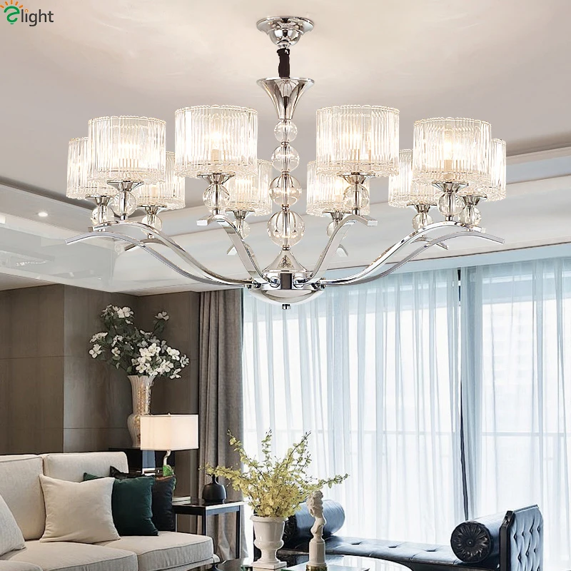 

Современный, хромированный, металлический светодиодные люстры Гостиная Стекло светодиодная подвесная люстра лампа Обеденная подвесной по...