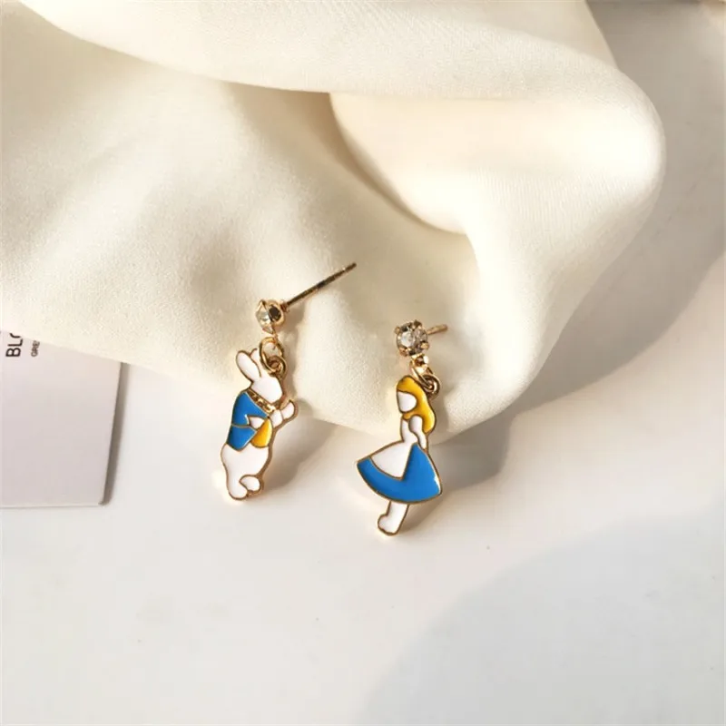 Женские Висячие серьги корейский стиль милые Мультяшные часы с цепочкой ручной