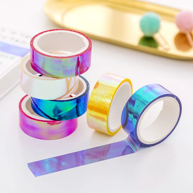 100 pcs/lot 1.5 cm Wide Cool Gradual Change Rainbow Decorative Colorful Tape DIY Scrapbooking Masking School Office Supply | Канцтовары