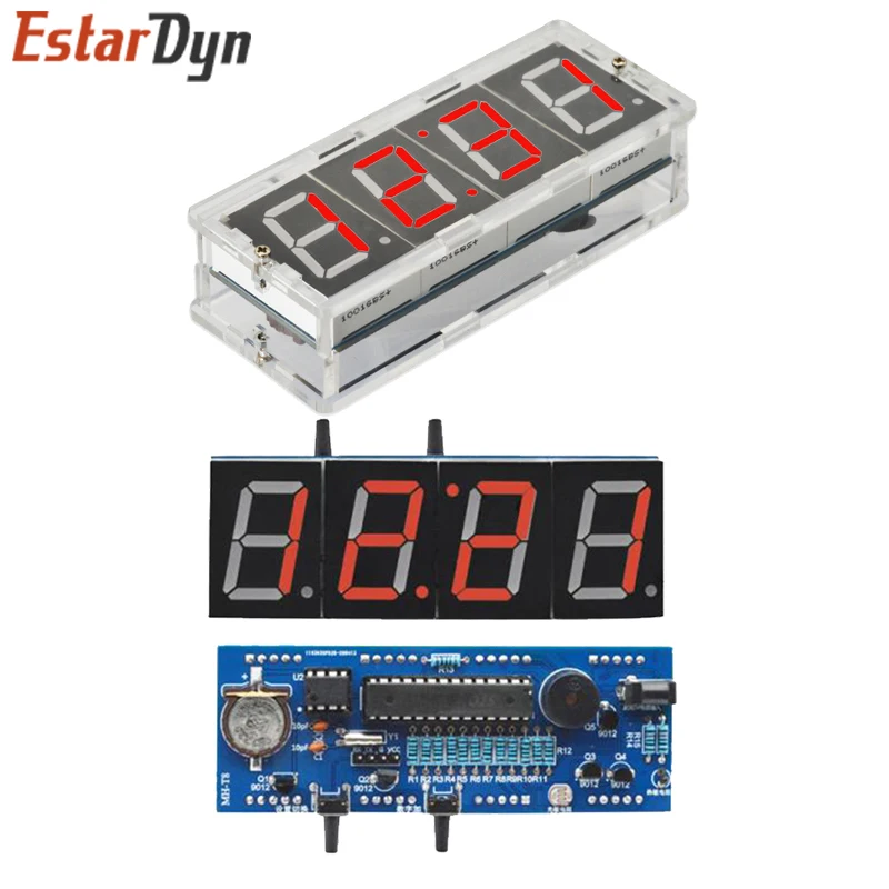 4 Bits DIY Digital Clock 1 INCH Electronic Kit Suite Microcontroller RED Tube LED Display Time Thermometer Alarm MCU STC15F204EA images - 6