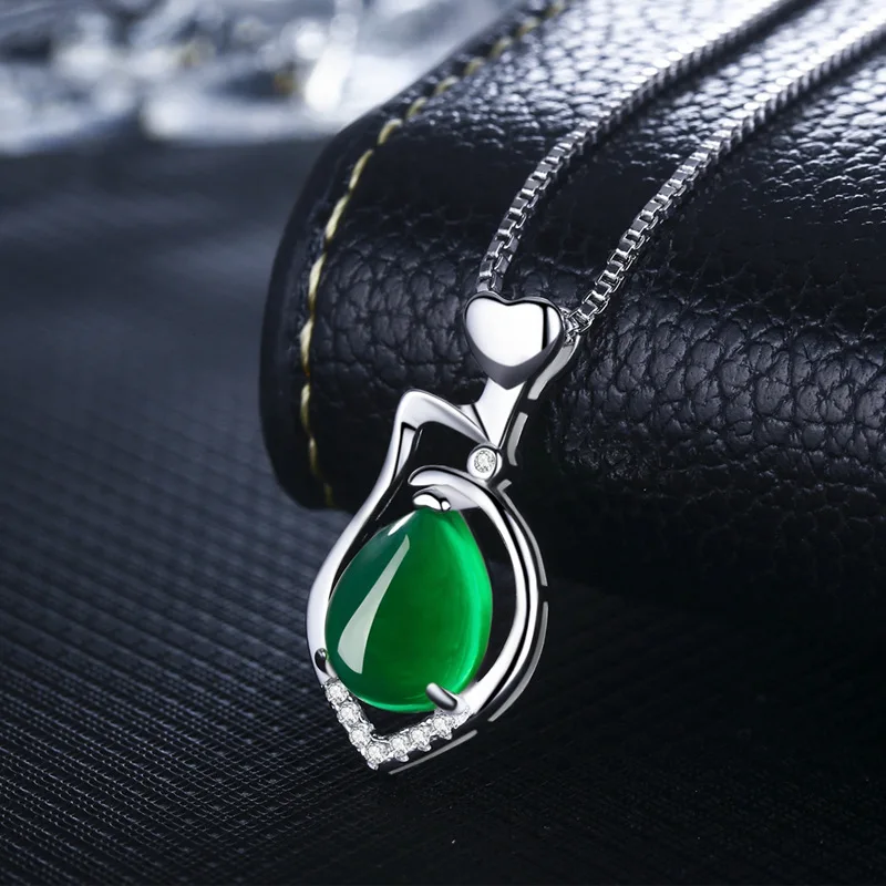 Натуральный зеленый нефритовый халцедон подвеска в виде капли воды агат серебро