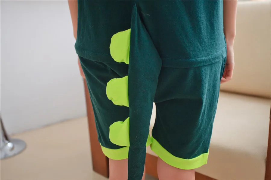 2019 пижамы Аниме Зеленый Динозавр для мужчин и женщин взрослые с коротким рукавом