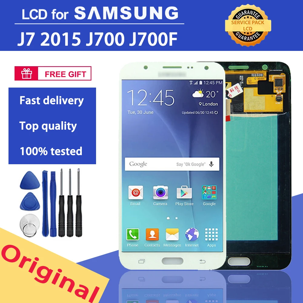 Original 5.5" LCD Display For Samsung Galaxy J7 2015 J700 J700F Screen Touch Digitizer Assembly | Мобильные телефоны и