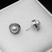 natural freshwater black pearl earrings water drop beads 925 sterling silver jewelry for women wholesale