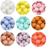 cute idea 12mm 50pcs silicone beads loose round teether necklace bracelet chain chewable colorful teething diy baby accessories