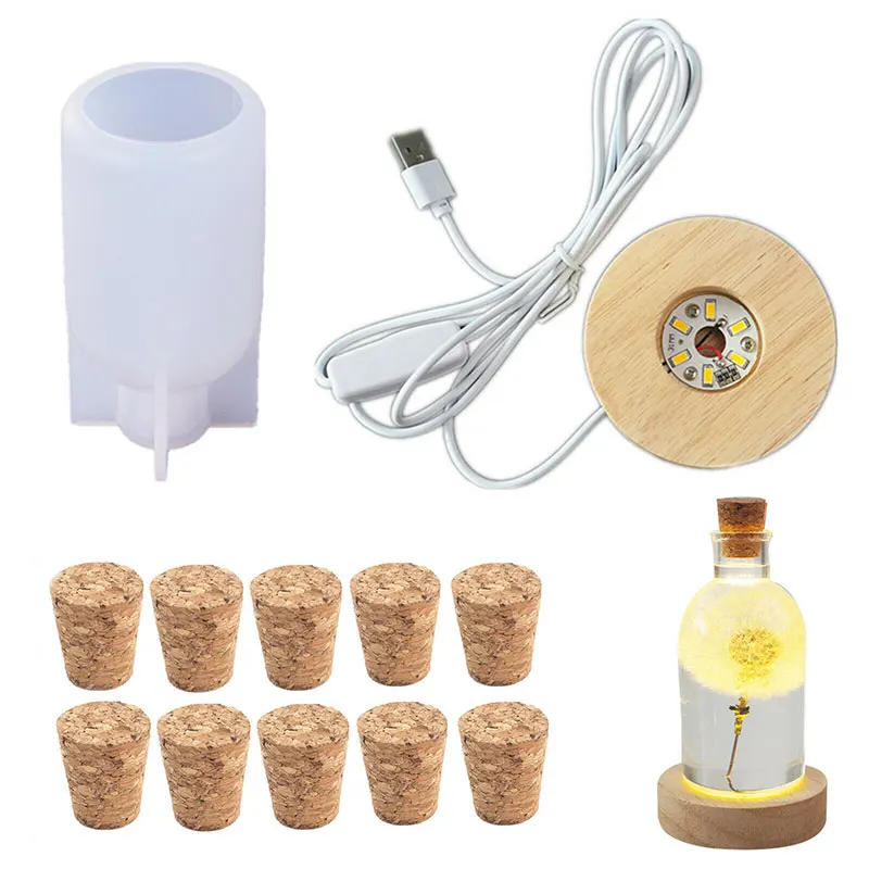 

10 Pc Lamp Shade Resin Mold LED Night Light Lamp Holder Bottle Silicone Mold for DIY Epoxy Resin Moulds Romantic Home Decoration