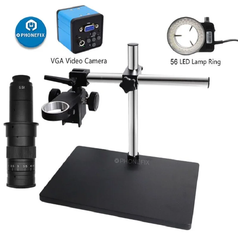 

38MP HDMI-Compatible USB Video Microscope Camera + 200X C Mount Lens + 56 LED Ring Light Lamp For Phone Jewelry Watch Repair Kit