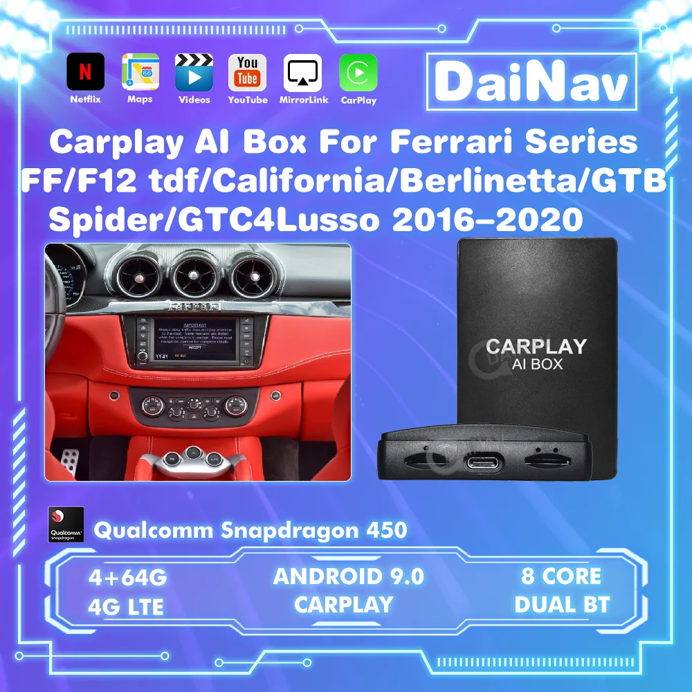 

Ai Box беспроводной CarPlay для Ferrari FF F12 tdf California T F12 Berlinetta Android Youtube автомобильный мультимедийный плеер Паровая коробка