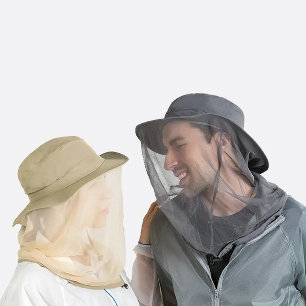 

Summer Outdoor Women Men Anti Bug Bee Mosquito Hat Net Yarn Sun Protection Bucket Cap Big Eaves Fisherman Hat