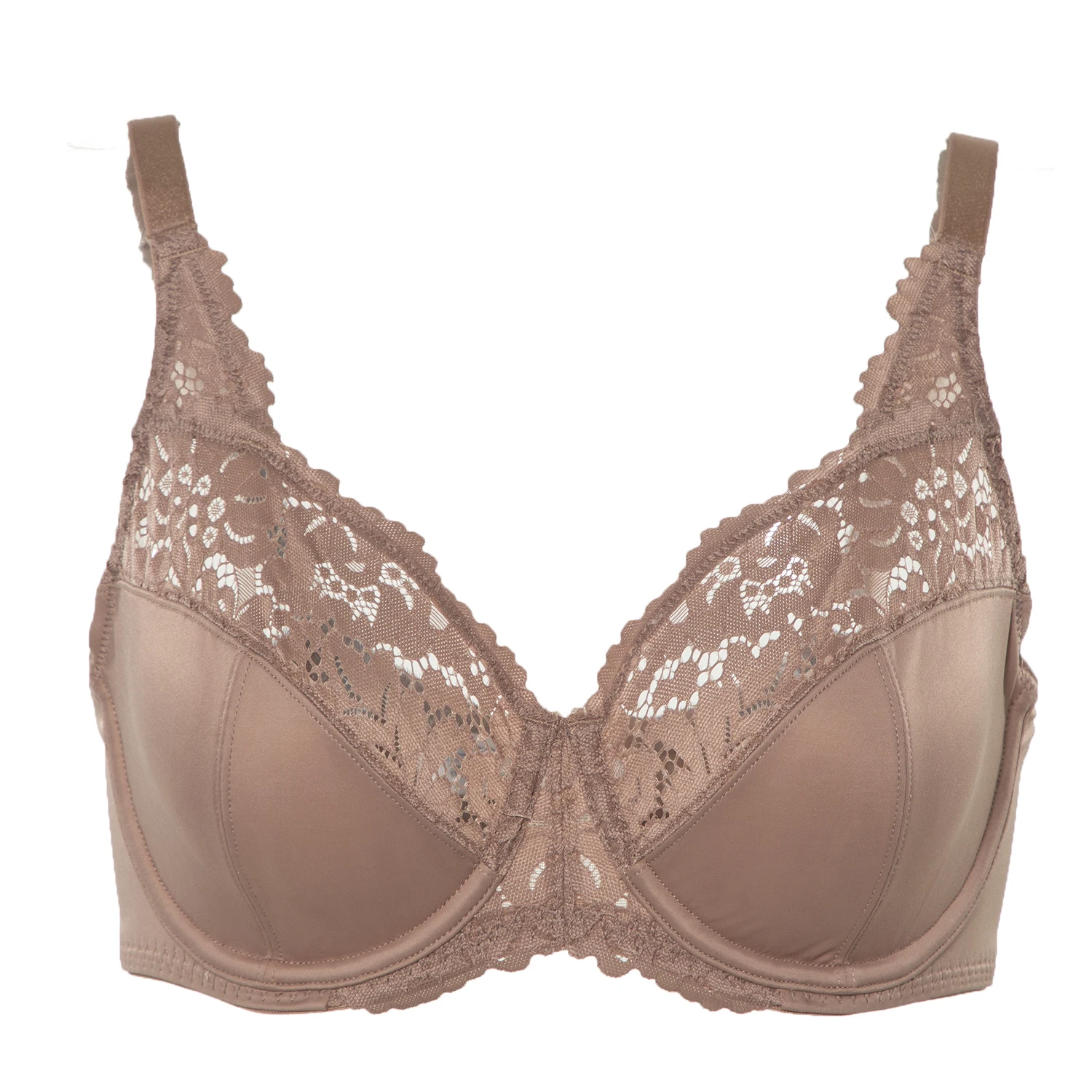 

Hot Sale Women's Plus Size Minimizer Lace Bra Full CoverageUnlined Underwire U-back Sheer Mesh